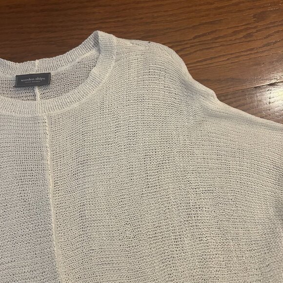 Wooden Ships Charlotte Crew Cotton Open Knit Sweater Size Medium Large - Picture 4 of 14